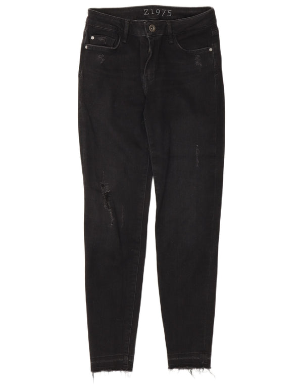 Zara Womens Z1975 Distressed Skinny Jeans EU 34 2XS W24 L26 Black