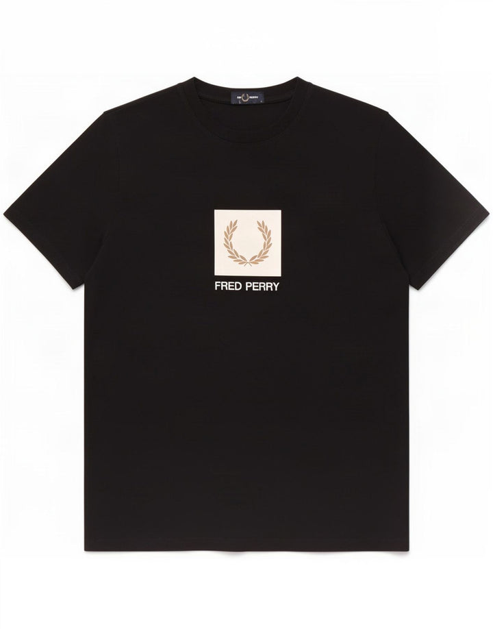 Fred Perry Ανδρικό γραφικό T-Shirt Top Μεσαίο μαύρο βαμβακερό