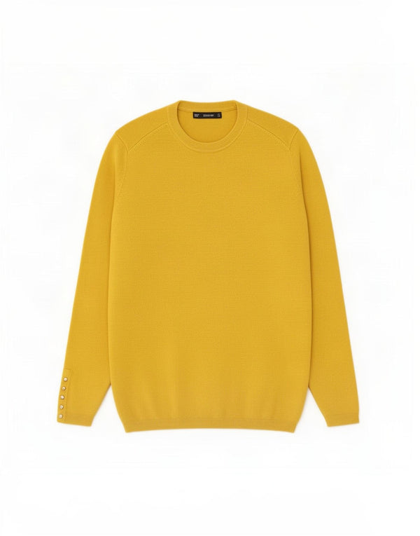 Zara Γυναικείο πουλόβερ με λαιμόκοψη UK 12 Medium Yellow
