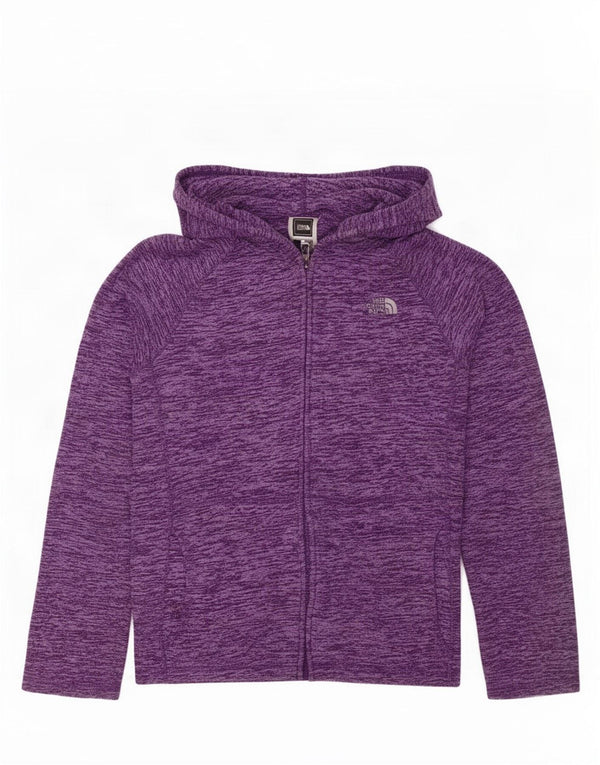 The North Face Girls Hooded Fleece Jacket 12-13 Years Large Purple Flecked