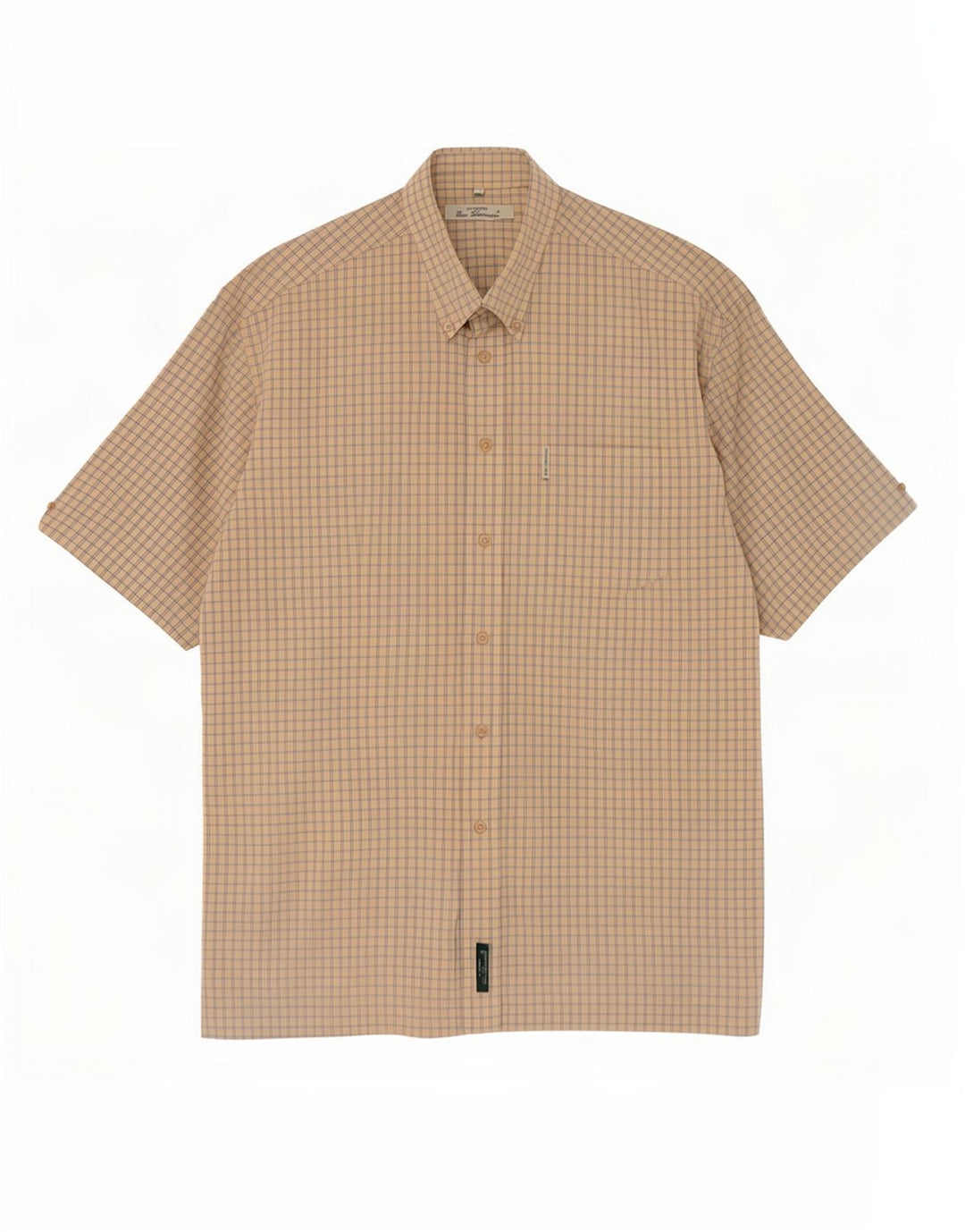 Ανδρικό κοντομάνικο πουκάμισο Ben Sherman, μεσαίο μπεζ από βαμβακερό Gingham