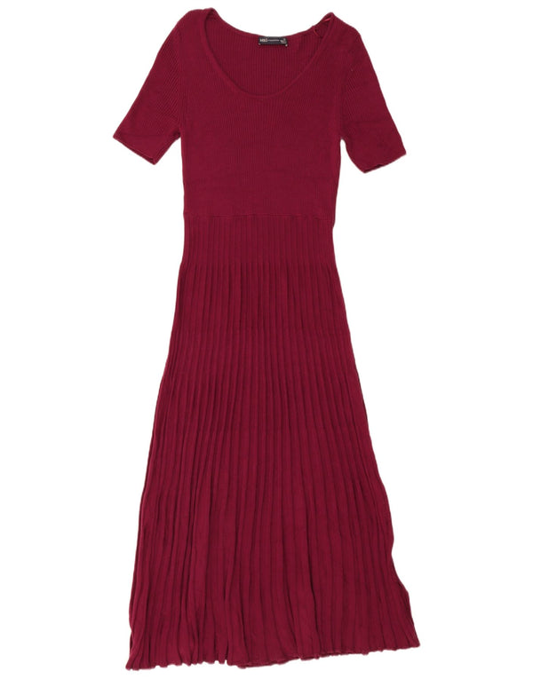 Marks & Spencer Γυναικείο κοντομάνικο Maxi Jumper φόρεμα UK 12 Medium Burgundy