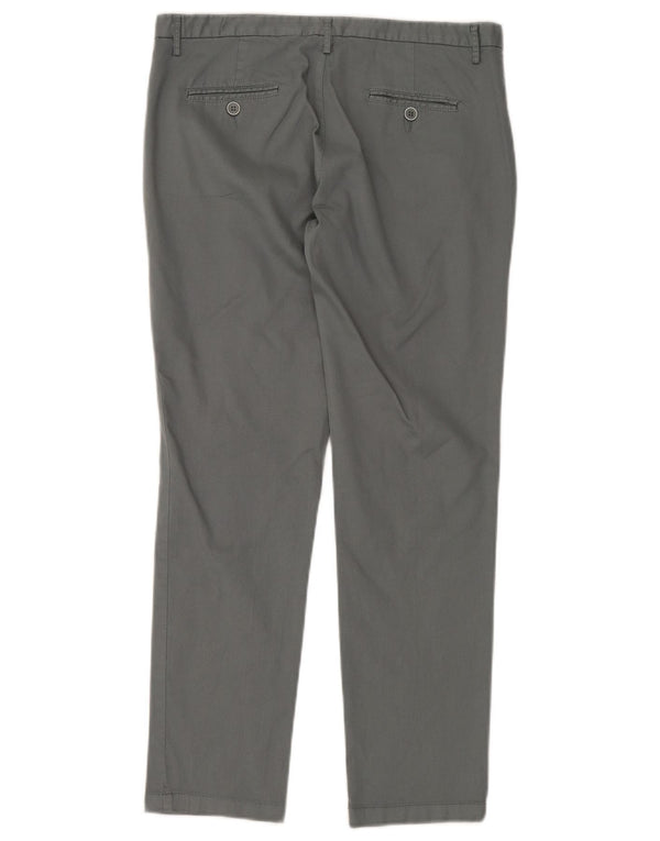 Benetton Womens Slim Chino Trousers IT 42 Medium W32 L28 Grey