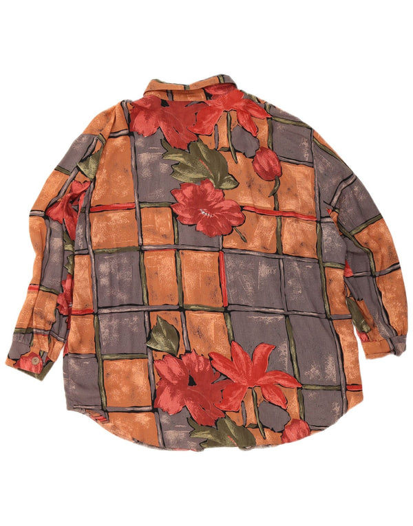 Vintage γυναικείο πουκάμισο μπλούζα UK 22 3XL πολύχρωμη φλοράλ βισκόζη