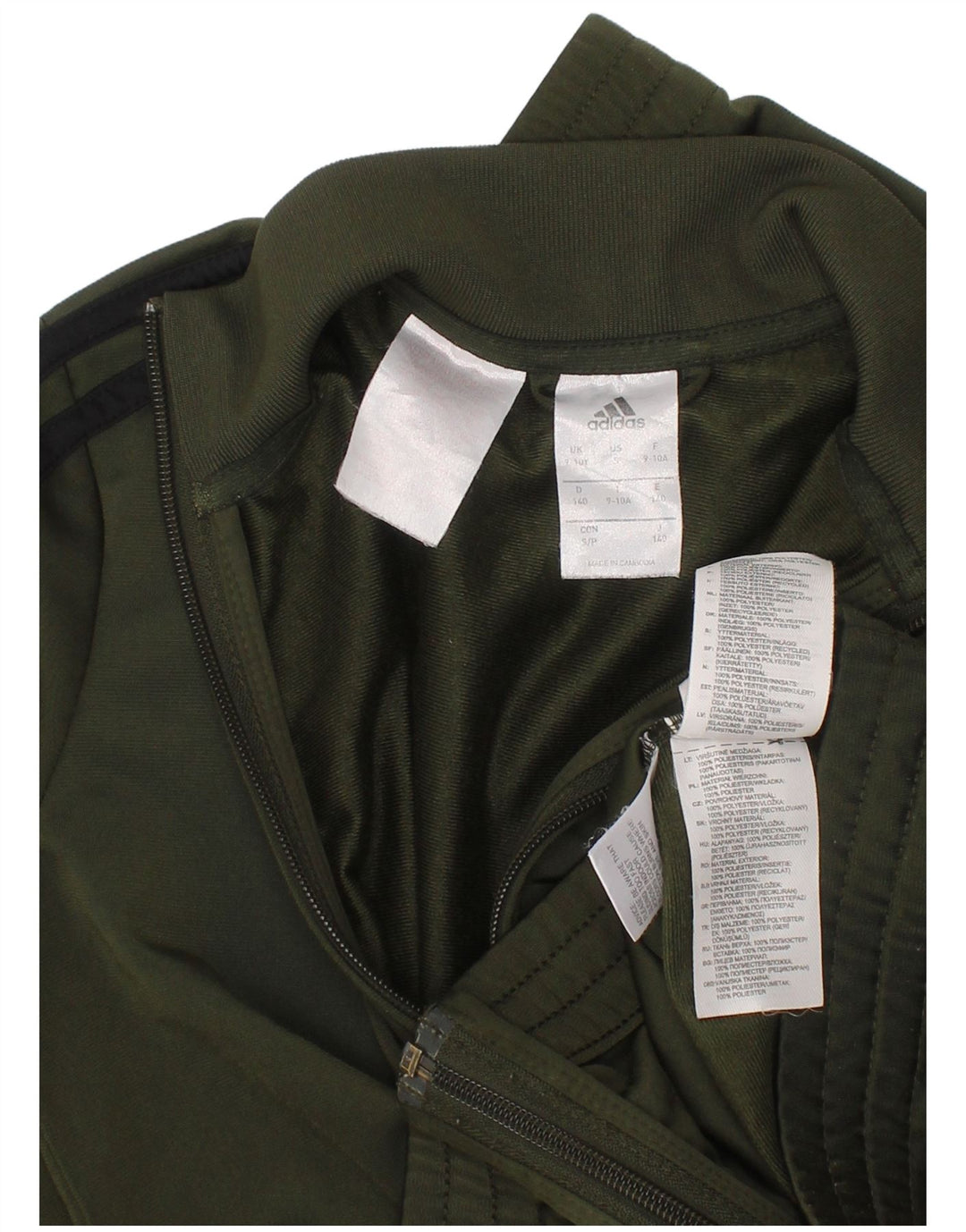 Adidas Boys Tracksuit Top Jacket 9-10 Years Khaki Polyester