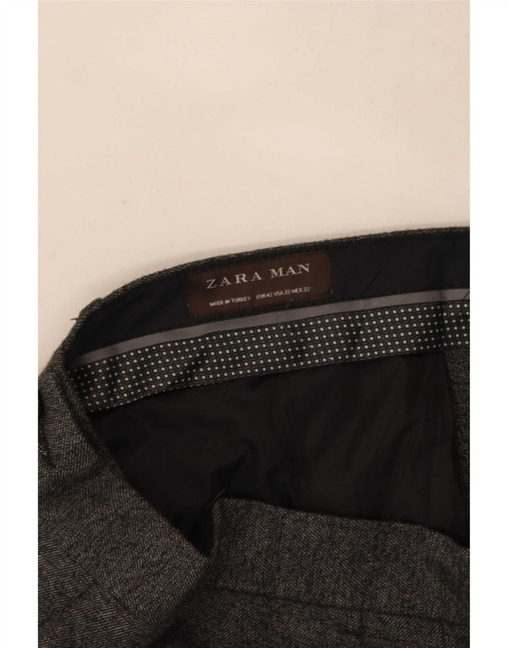 Zara Ανδρικό Slim Suit Παντελόνι EU 42 Large W32 L32 Grey Polyester