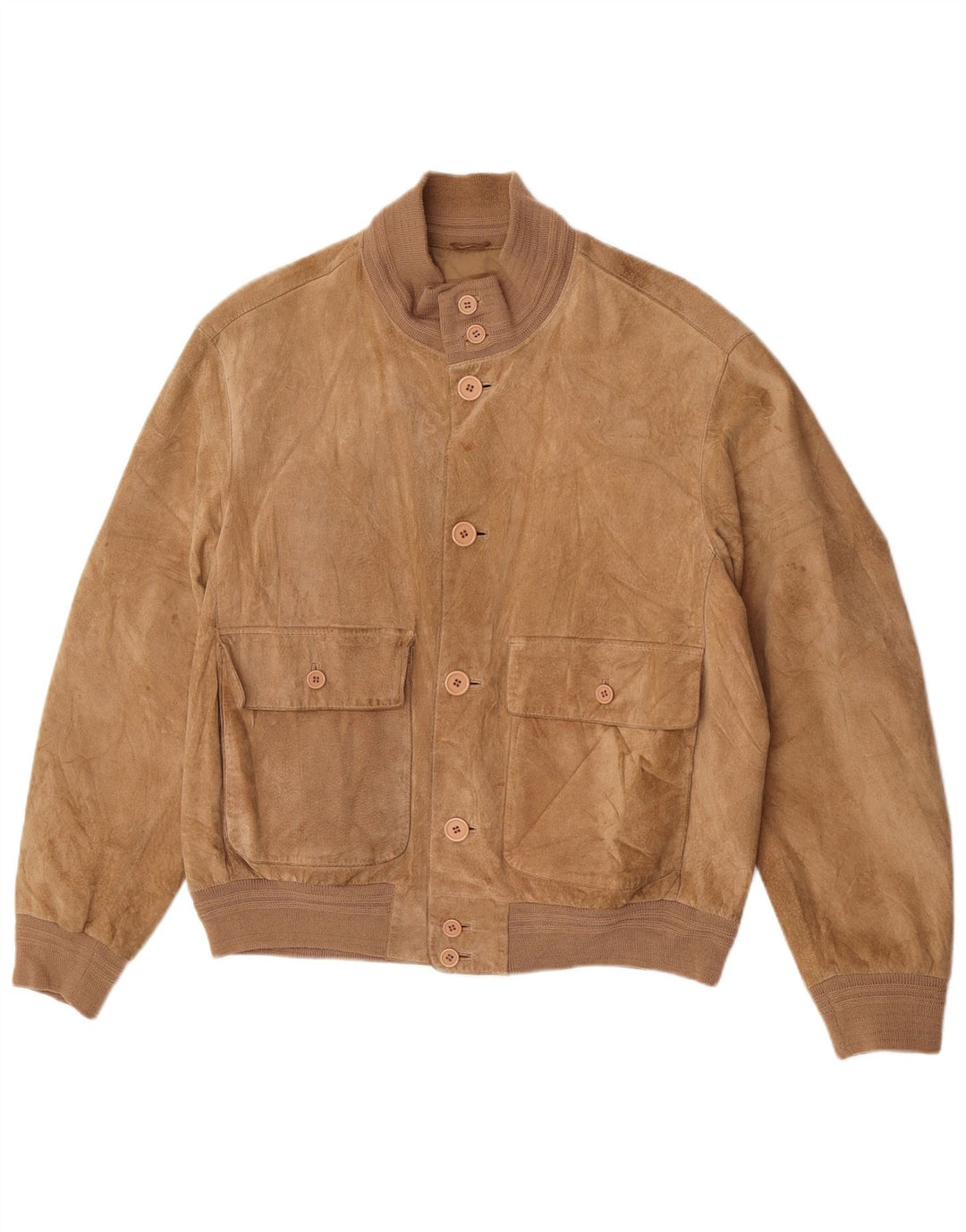 Vintage Ανδρικό Suede Bomber Jacket EU 48 Medium Beige Leather