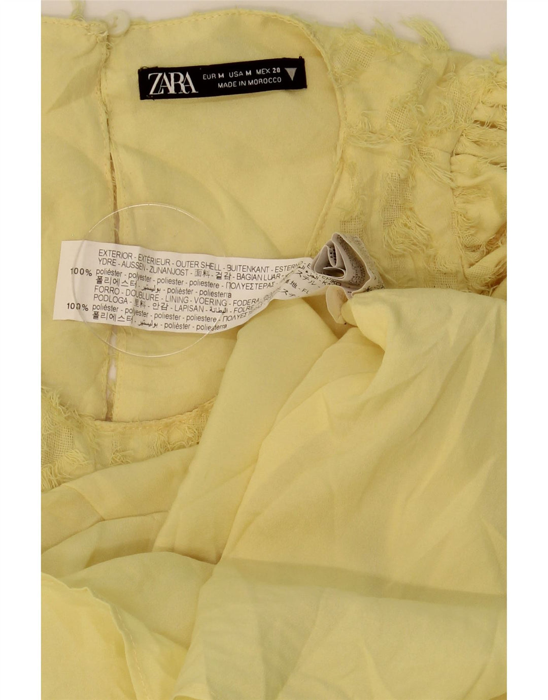 Zara Γυναικείο Αφηρημένο φόρεμα με μοτίβο UK 12 μεσαίου κίτρινου πολυεστέρα