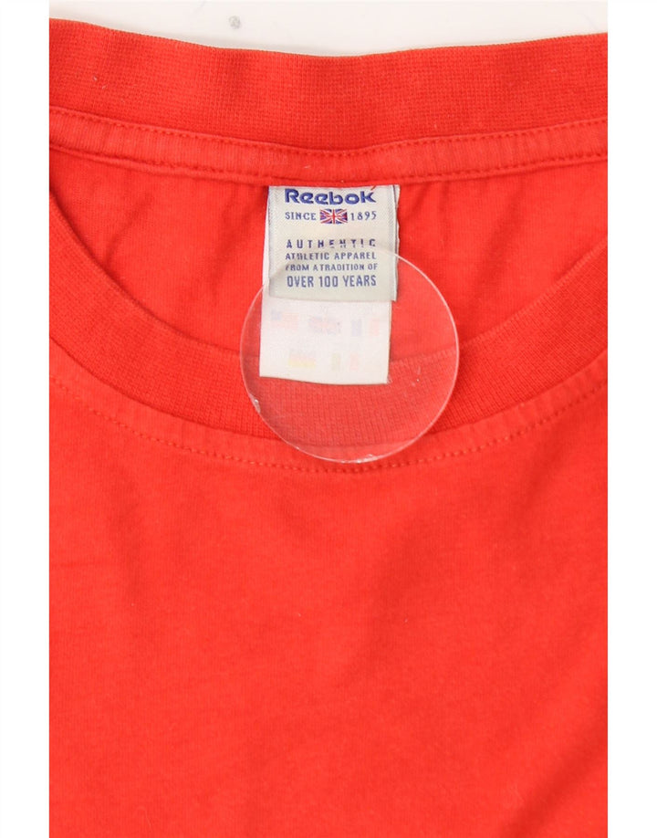 REEBOK Ανδρικό γραφικό T-Shirt Top μεγάλο κόκκινο βαμβακερό