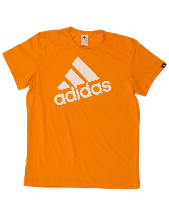 Ανδρικό γραφικό T-Shirt Adidas Top από μεσαίο πορτοκαλί βαμβακερό