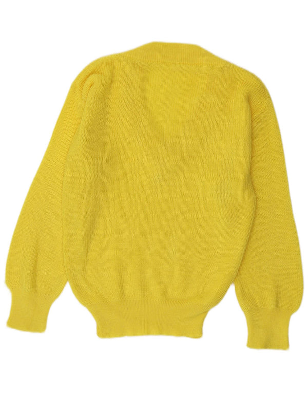 Vintage γυναικείο πουλόβερ με V λαιμόκοψη UK 16 Large Yellow