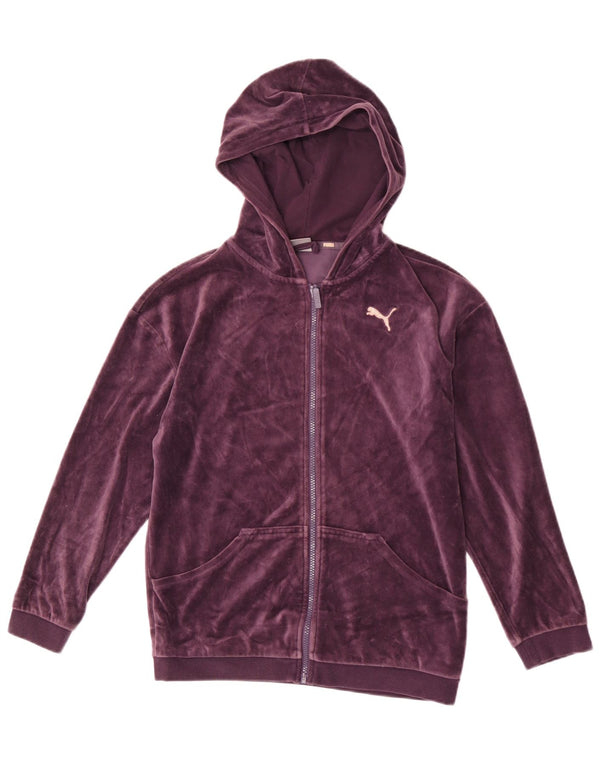 Puma Girls Velvet Zip Hoodie πουλόβερ 13-14 ετών Μωβ βαμβακερό