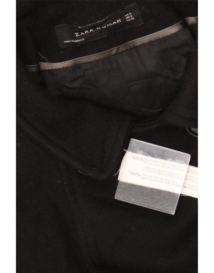 Zara Γυναικείο παλτό με διπλό στήθος UK 10 Small Black Wool