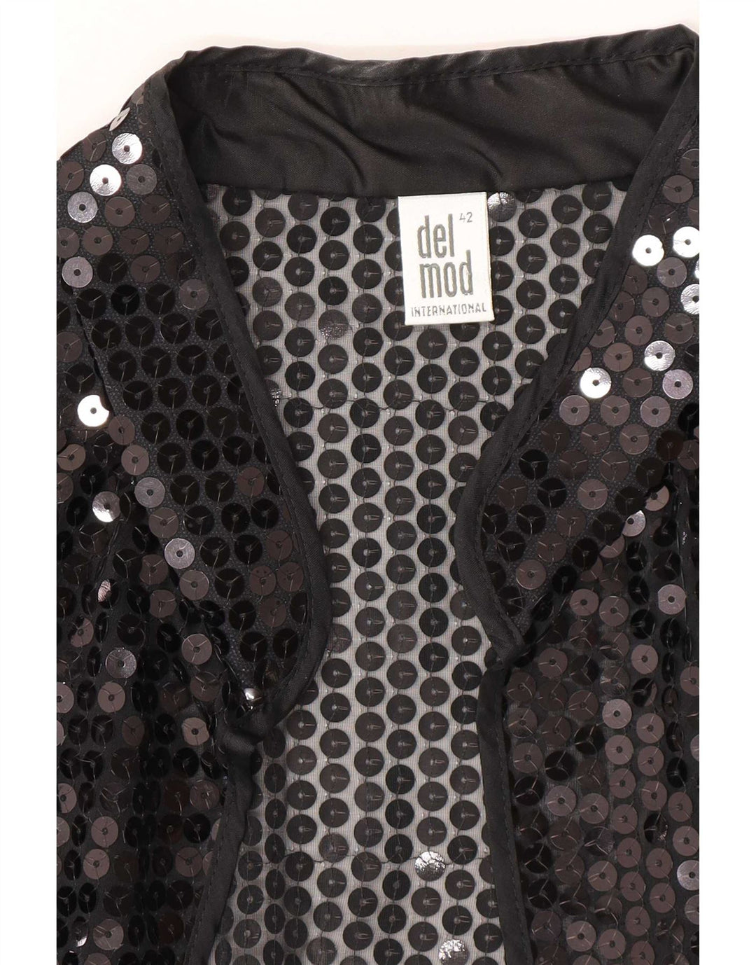 Del Mod Γυναικεία See Through Sequin Cardigan Top EU 42 Large Black Polyester