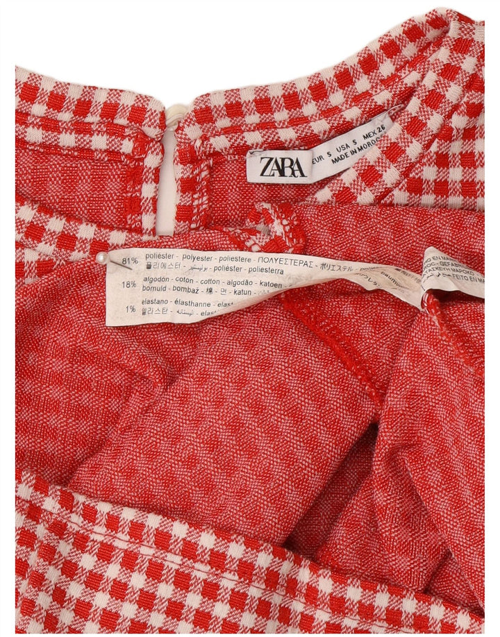 Zara Γυναικείο φόρεμα A-Line UK 8 Small Red Gingham Polyester