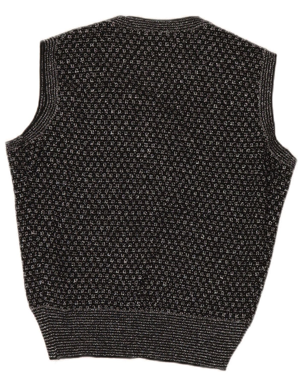 Vintage γυναικείο γιλέκο Tank Top UK 14 Medium Black Geometric