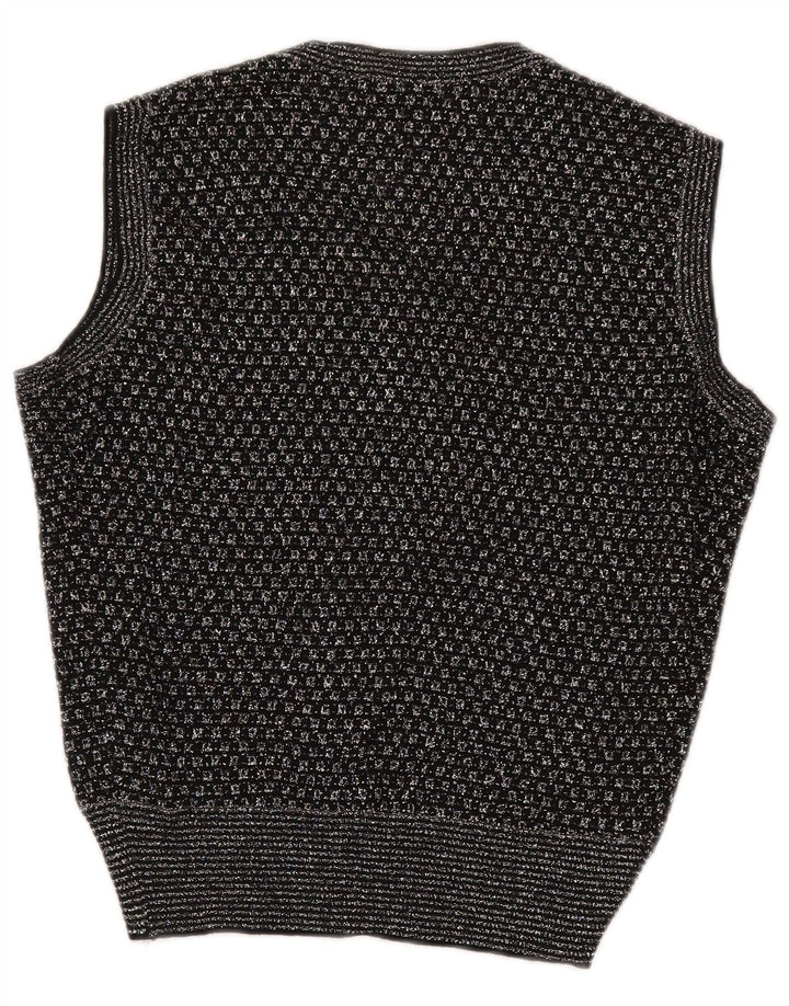 Vintage γυναικείο γιλέκο Tank Top UK 14 Medium Black Geometric