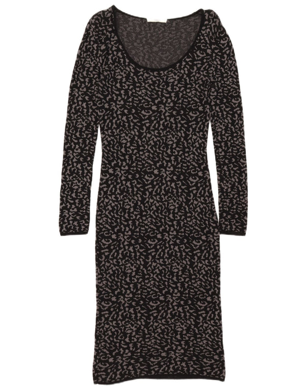 Γυναικείο μακρυμάνικο φόρεμα Oasis UK 12 Medium Black Animal Print