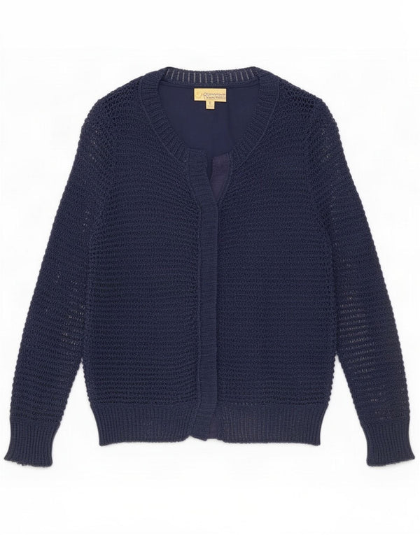 Vera Wang Womens See Through Cardigan Top 12 Medium Navy Blue Cotton