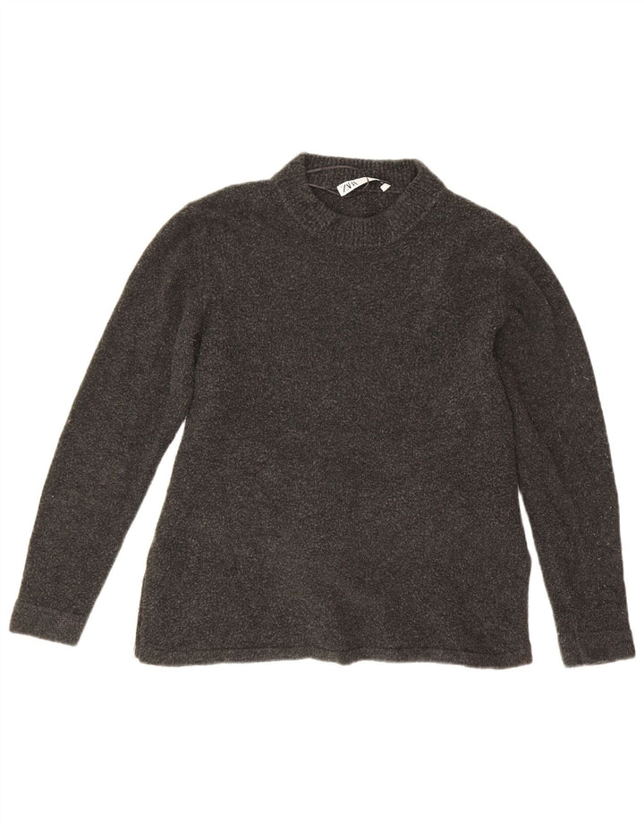Zara Γυναικείο πουλόβερ με λαιμόκοψη UK 14 Medium Grey