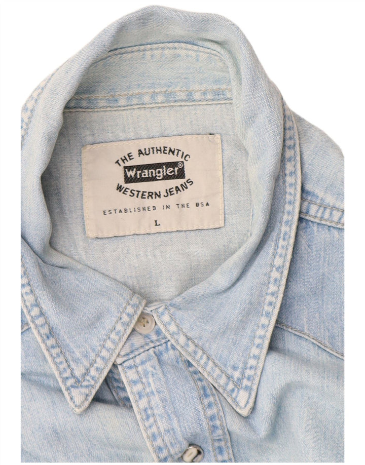 Ανδρικό τζιν πουκάμισο Wrangler, μεγάλο μπλε βαμβακερό