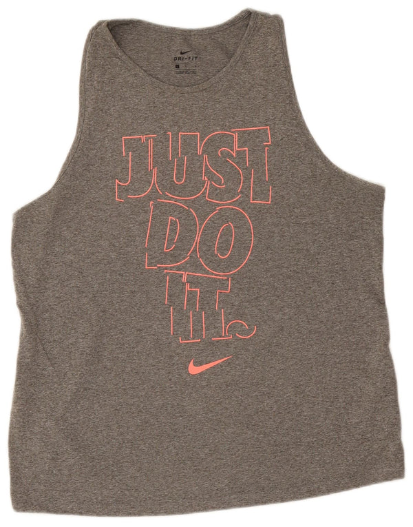 Γυναικείο γιλέκο γραφικών Nike Dri Fit Top UK 16 Large Grey Polyester