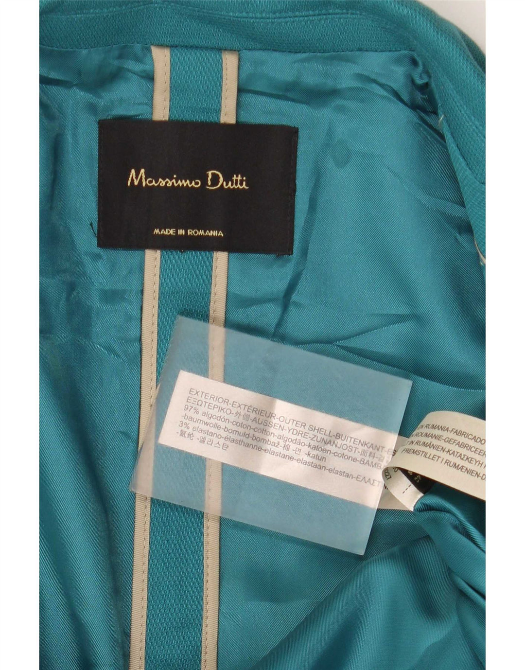 Massimo Dutti Γυναικείο Μπλέιζερ με 1 Κουμπί Μπουφάν EU 40 Μεσαίο Μπλε Βαμβακερό