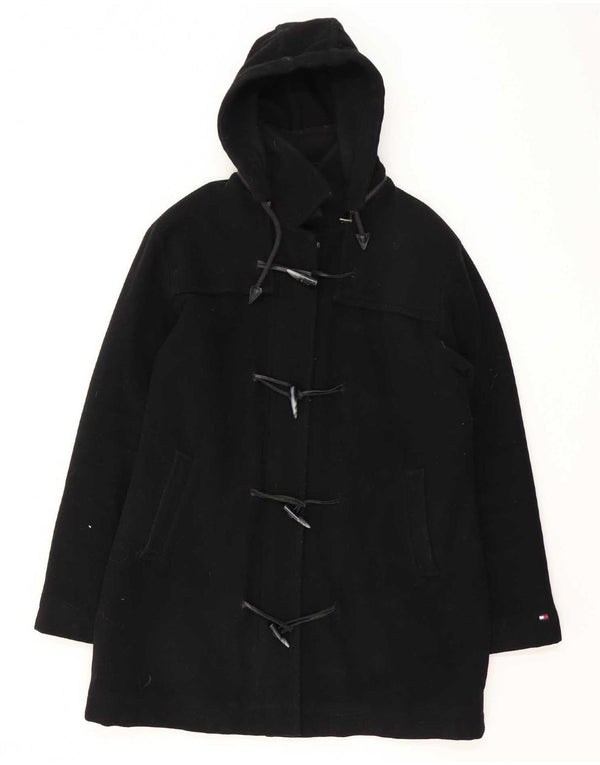 Tommy Hilfiger Γυναικείο παλτό Duffle με κουκούλα UK 16 Large Black Wool