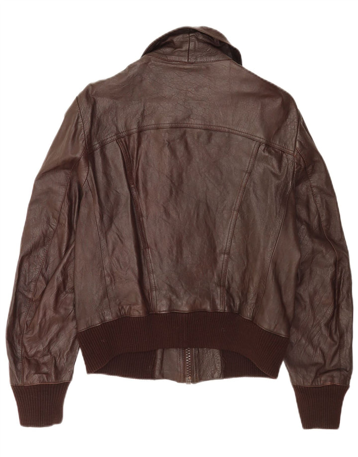 Vintage Γυναικείο Bomber Δερμάτινο Μπουφάν IT 48 XL Καφέ Δερμάτινο