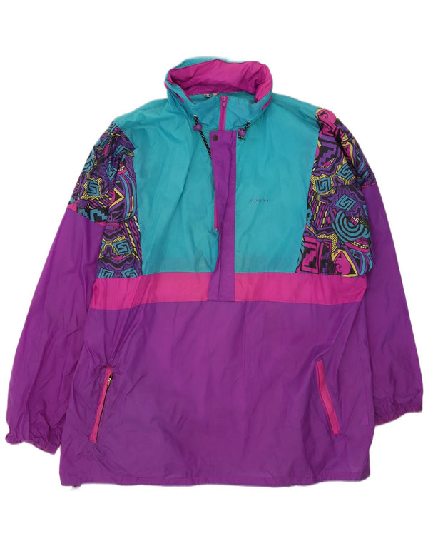 Vintage Ανδρικό πουλόβερ Rain Jacket UK 44 2XL Purple Colourblock Polyamide