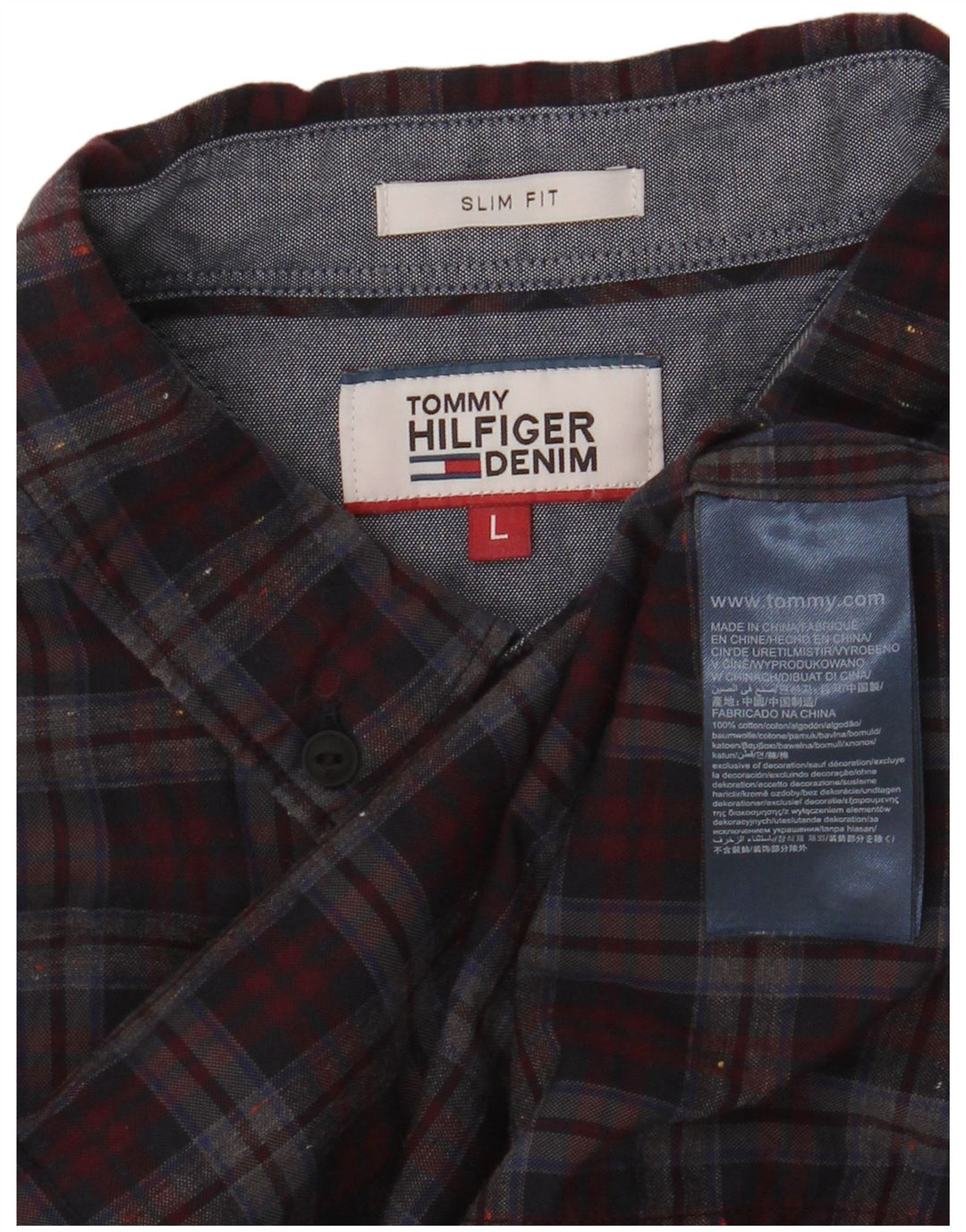 Ανδρικό φανελένιο πουκάμισο Tommy Hilfiger Slim Fit, μεγάλο κόκκινο βαμβακερό