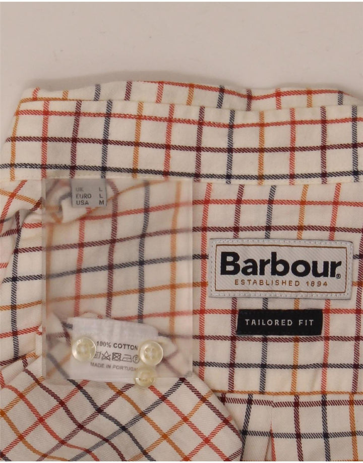 Ανδρικό πουκάμισο Barbour Προσαρμοσμένο σε Εφαρμογή μεγάλο λευκό βαμβακερό