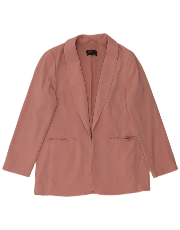 Marks & Spencer Γυναικείο Open Blazer Jacket UK 14 Large Pink Polyester