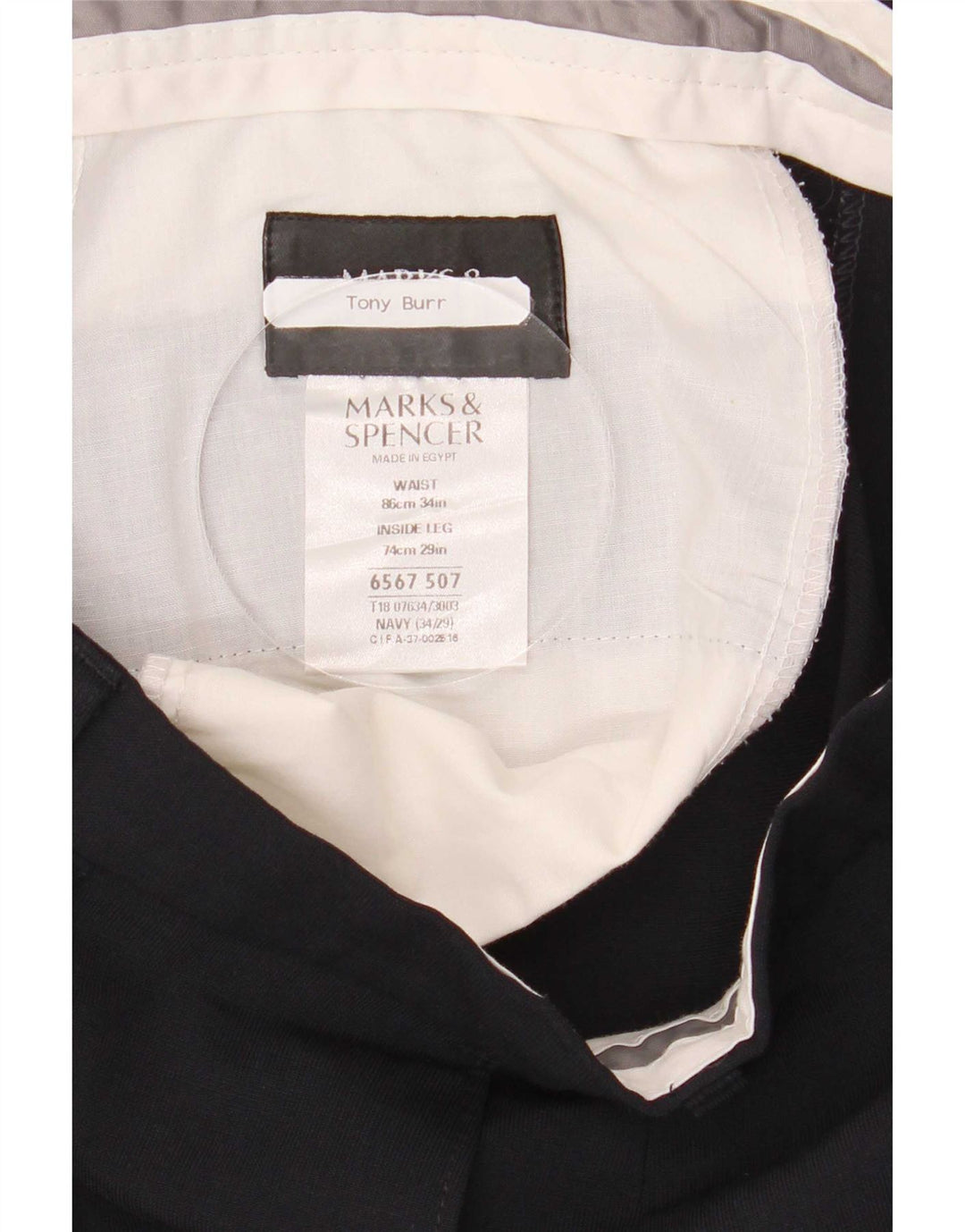Marks & Spencer Ανδρικό παντελόνι με καρφίτσα W34 L29 Navy Blue Polyester