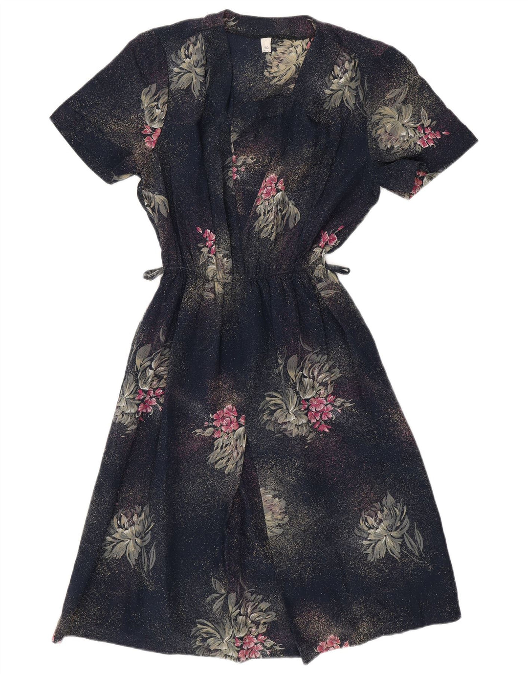 VINTAGE Γυναικείο Σετ 2 Τεμαχίων IT 50 XL Navy Blue Floral Polyester