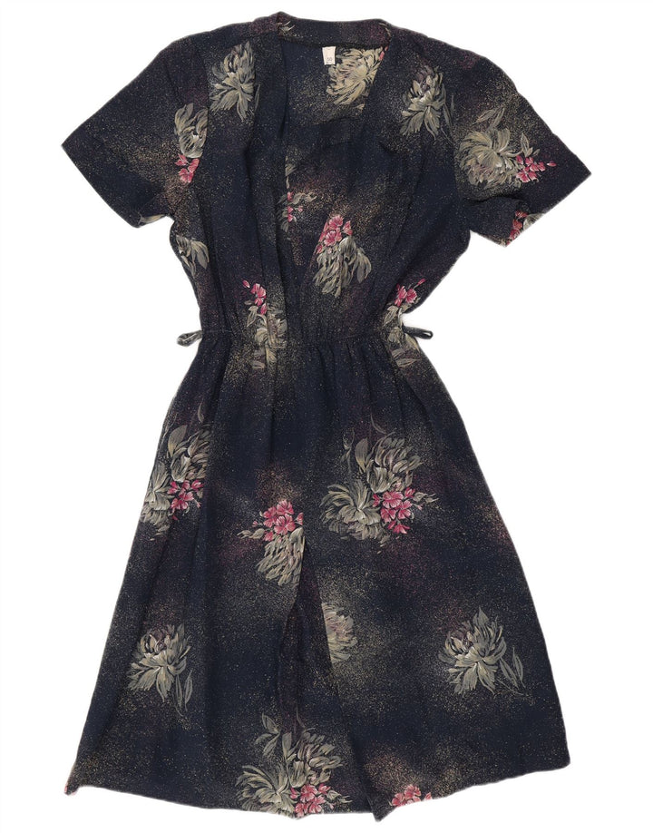 VINTAGE Γυναικείο Σετ 2 Τεμαχίων IT 50 XL Navy Blue Floral Polyester