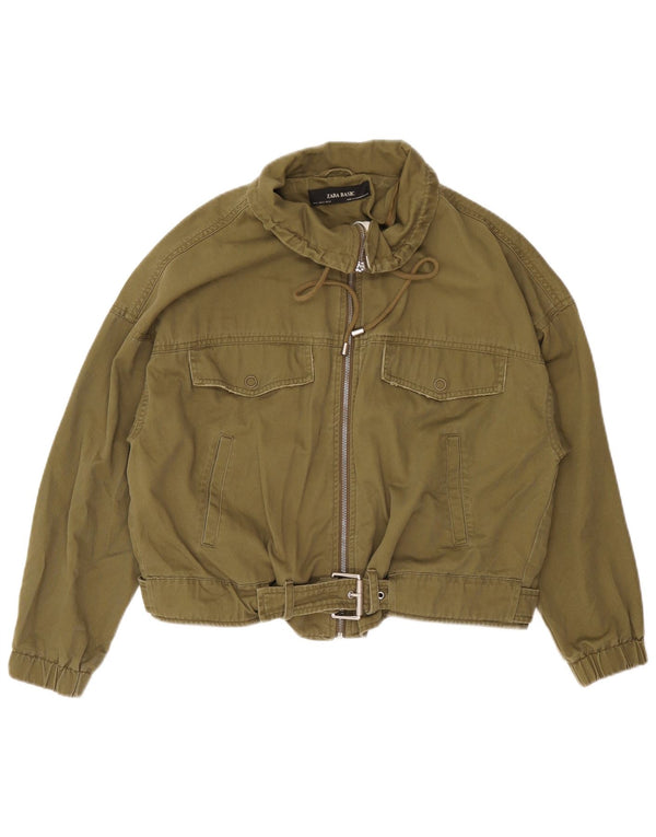 Zara Γυναικείο Crop Oversized Bomber Jacket UK 14 Medium Khaki
