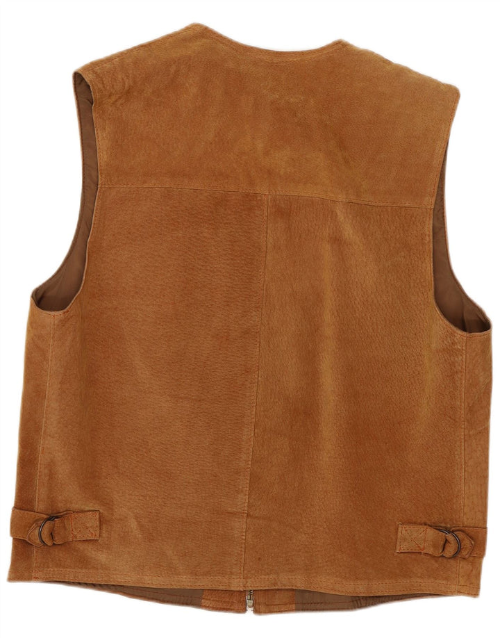 VINTAGE Γυναικείο Suede Gilet UK 18 XL Καφέ