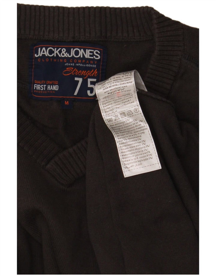 Ανδρικό πουλόβερ Jack & Jones με V λαιμόκοψη, μεσαίο βαμβακερό γκρι