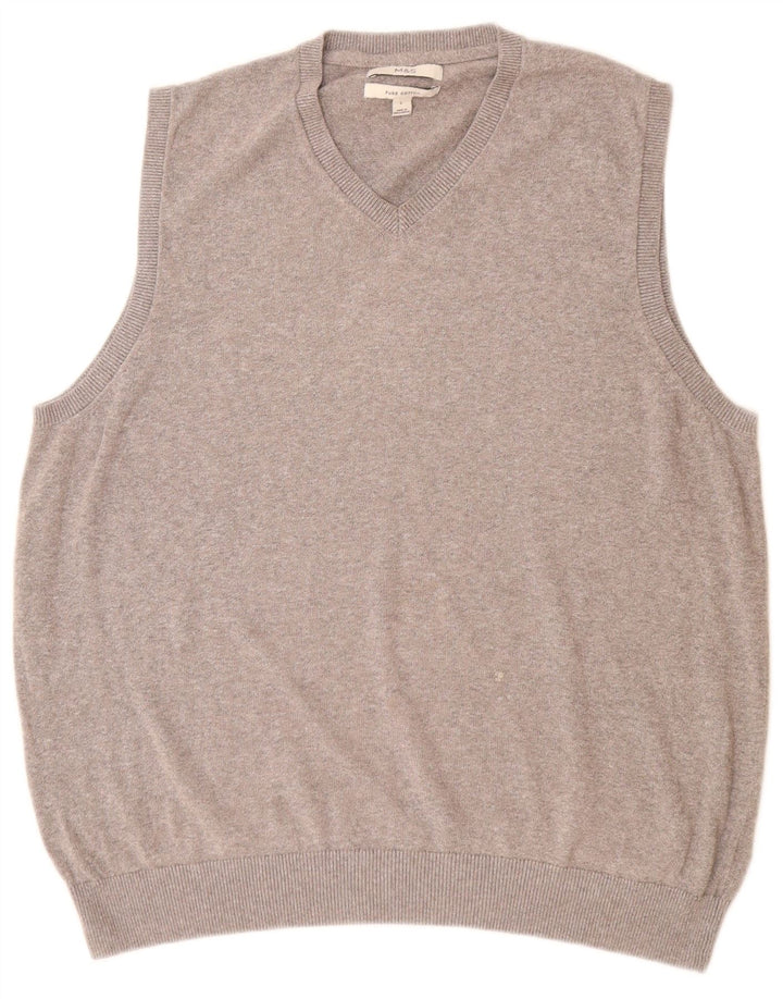 Marks & Spencer Ανδρικό γιλέκο Tank Top Μεγάλο γκρι βαμβακερό