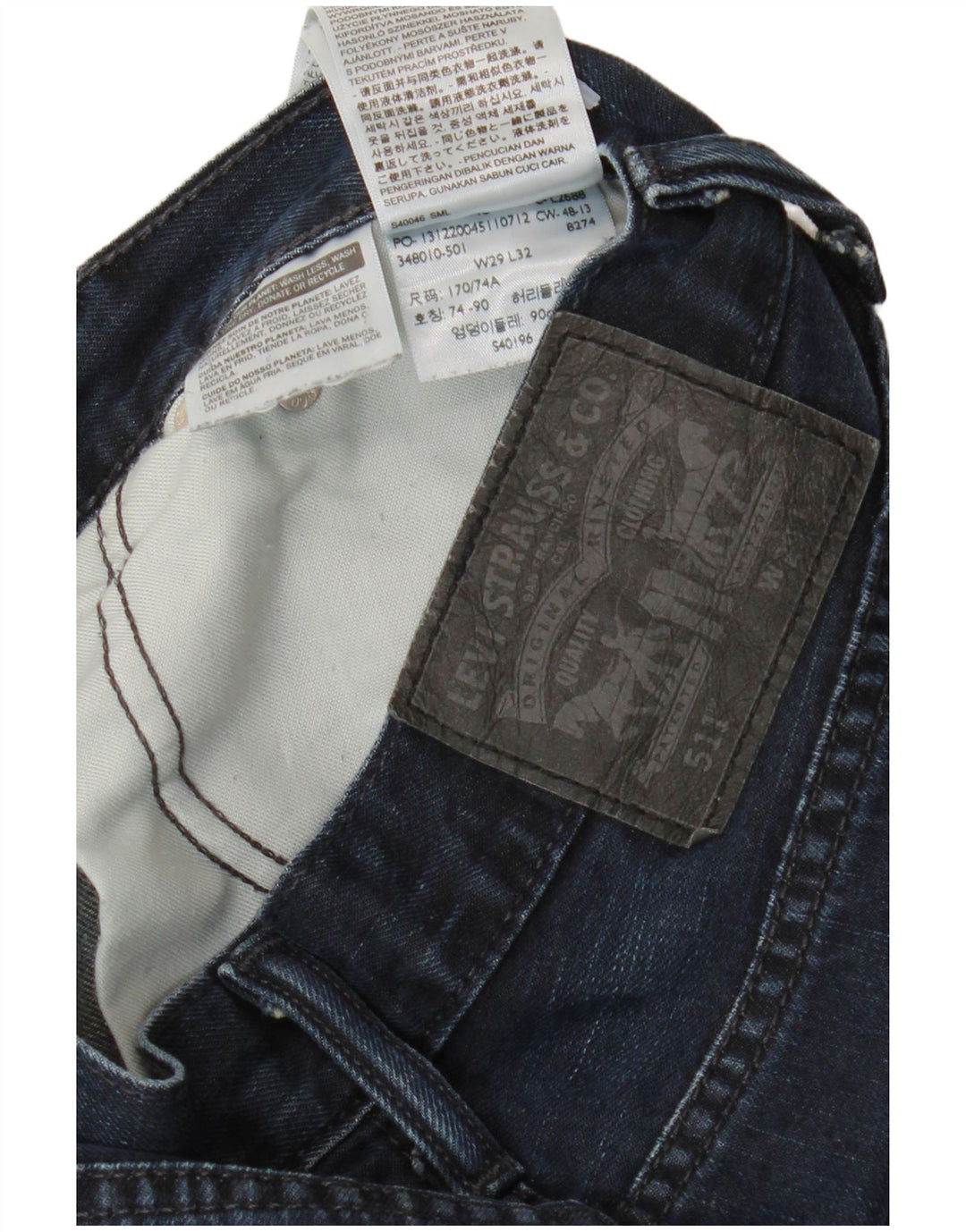 LEVI'S Mens 511 Slim Jeans W29 L32 Navy Blue Cotton
