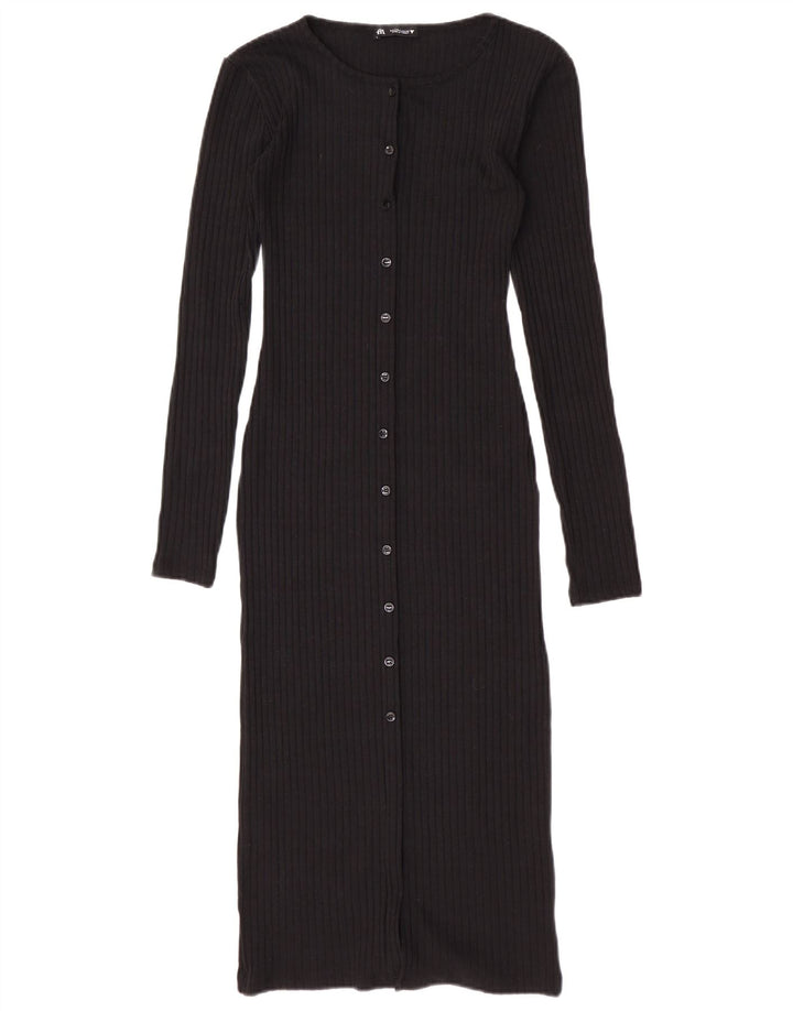 Zara Γυναικεία Ζακέτα Longline UK 8 Small Black Polyester