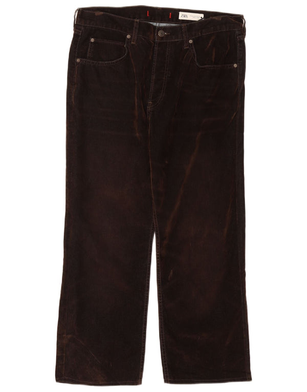 ZARA Γυναικείο Cropped Jeans EU 42 Large W32 L25 Καφέ βαμβακερό