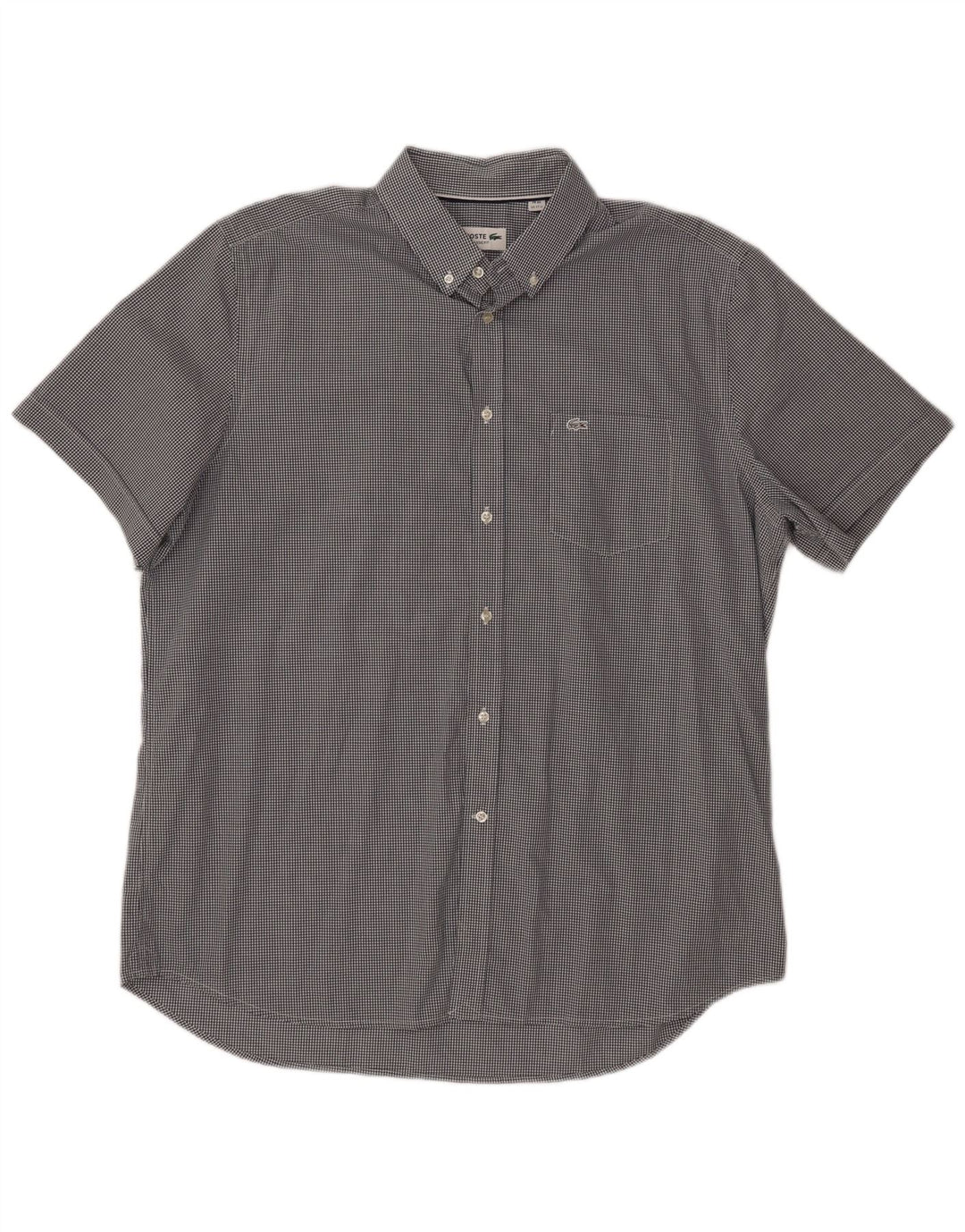 Ανδρικό κοντομάνικο πουκάμισο LACOSTE 44 17 1/2 XL Μαύρο Gingham