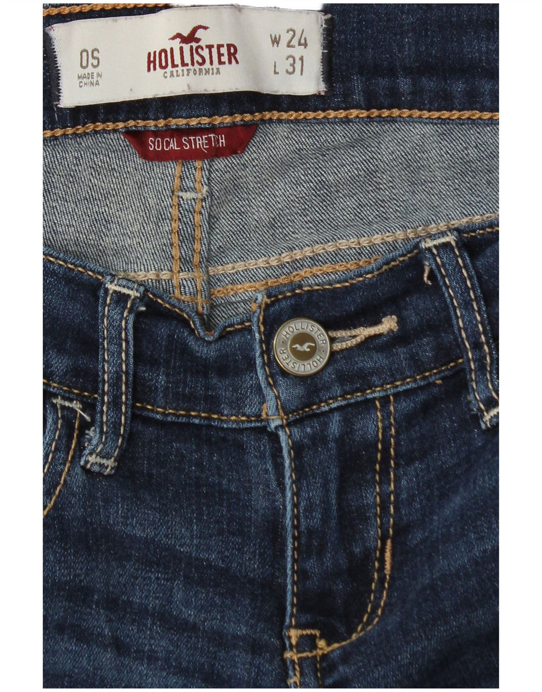 HOLLISTER Γυναικείο Stretch Slim Jeans US 0 XS W24 L31 Μπλε βαμβακερό