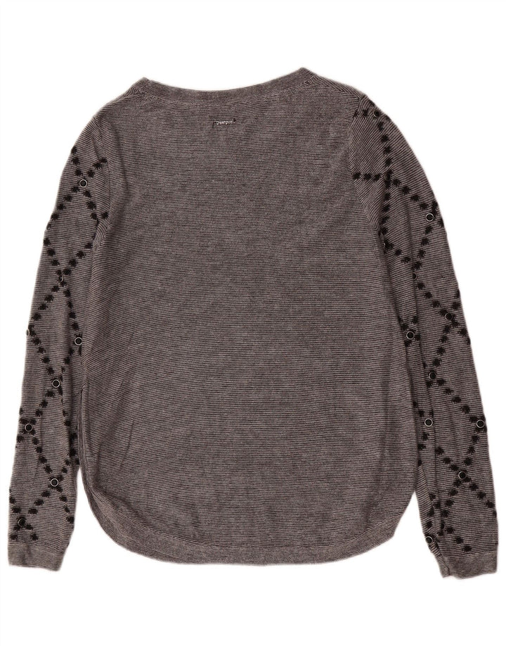 Desigual Γυναικείο γραφικό τοπ μακρυμάνικο UK 14 Medium Grey Paisley