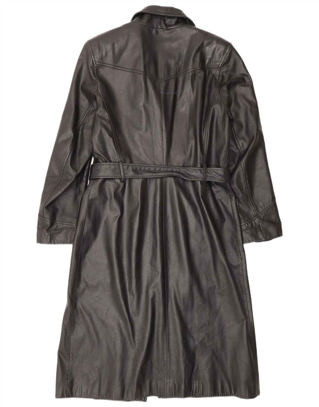 HENNES Γυναικείο Δερμάτινο Παλτό EU 42 Μεγάλο Δερμάτινο Μαύρο