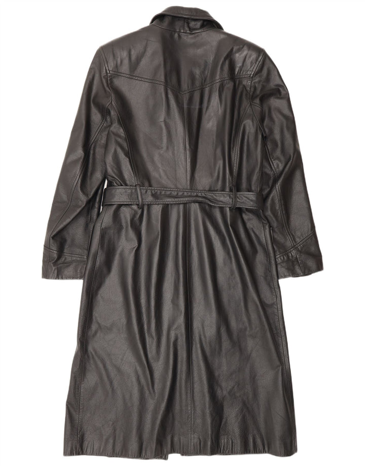 HENNES Γυναικείο Δερμάτινο Παλτό EU 42 Μεγάλο Δερμάτινο Μαύρο