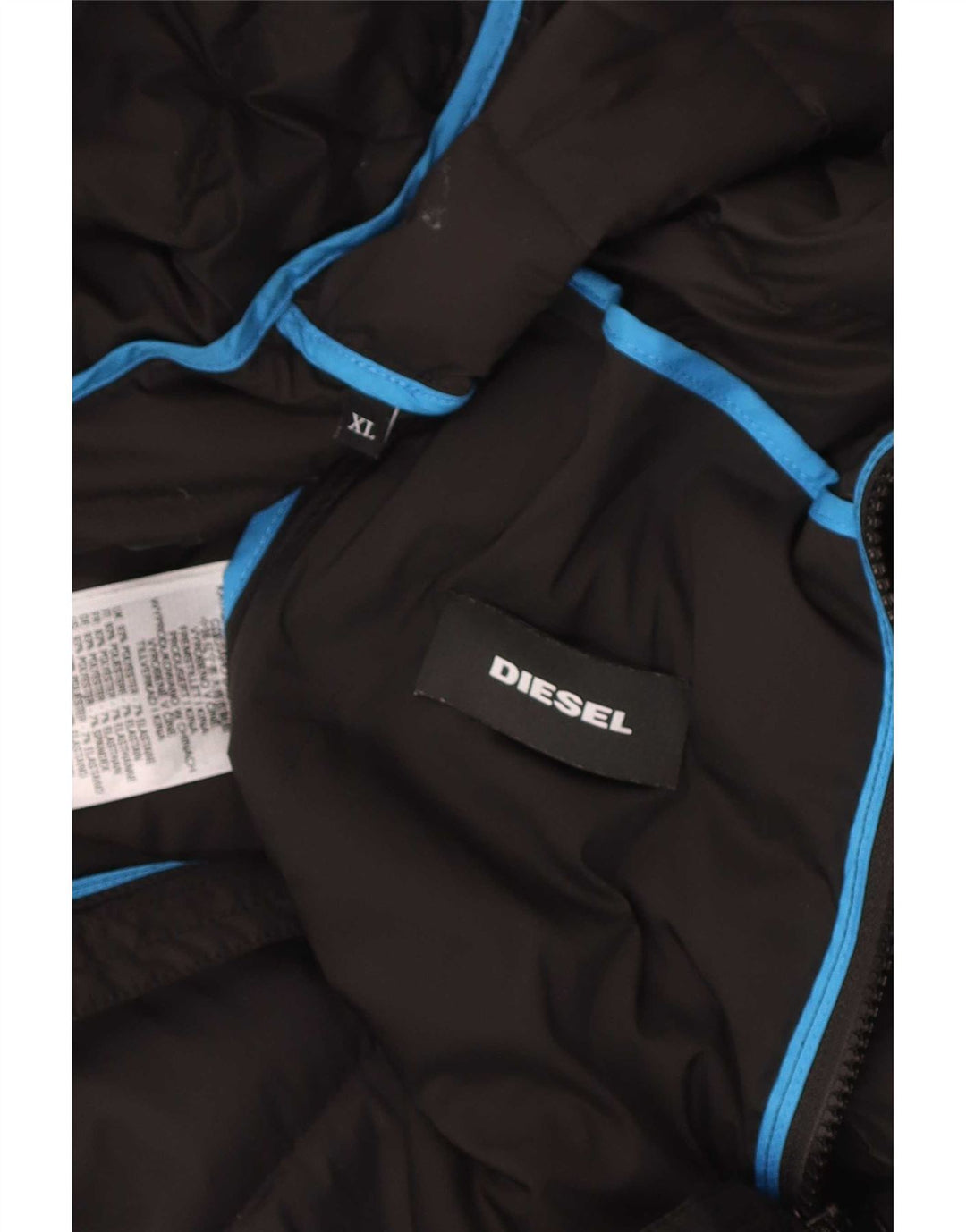 Diesel Ανδρικό μπουφάν με κουκούλα UK 42 XL Μαύρο Πολυεστέρας