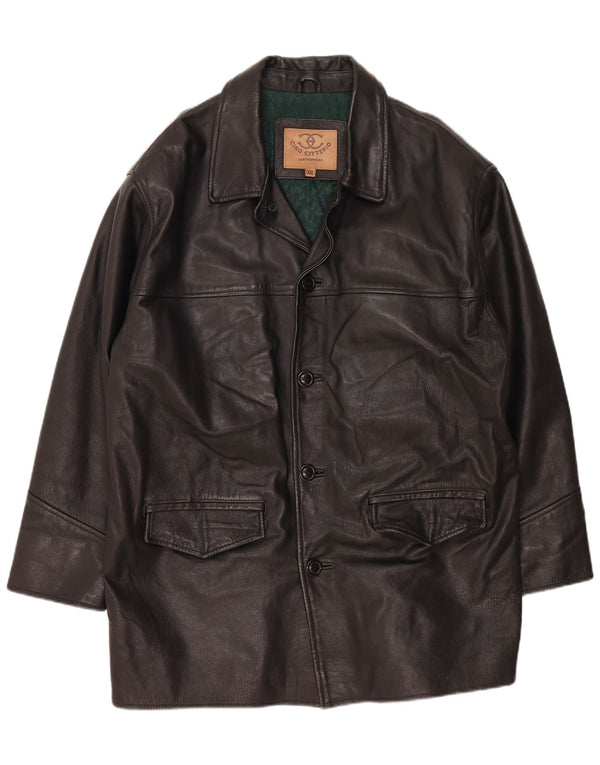 Ciro Citterio Ανδρικό Δερμάτινο Παλτό UK 44 2XL Μαύρο Δερμάτινο Κόμικ